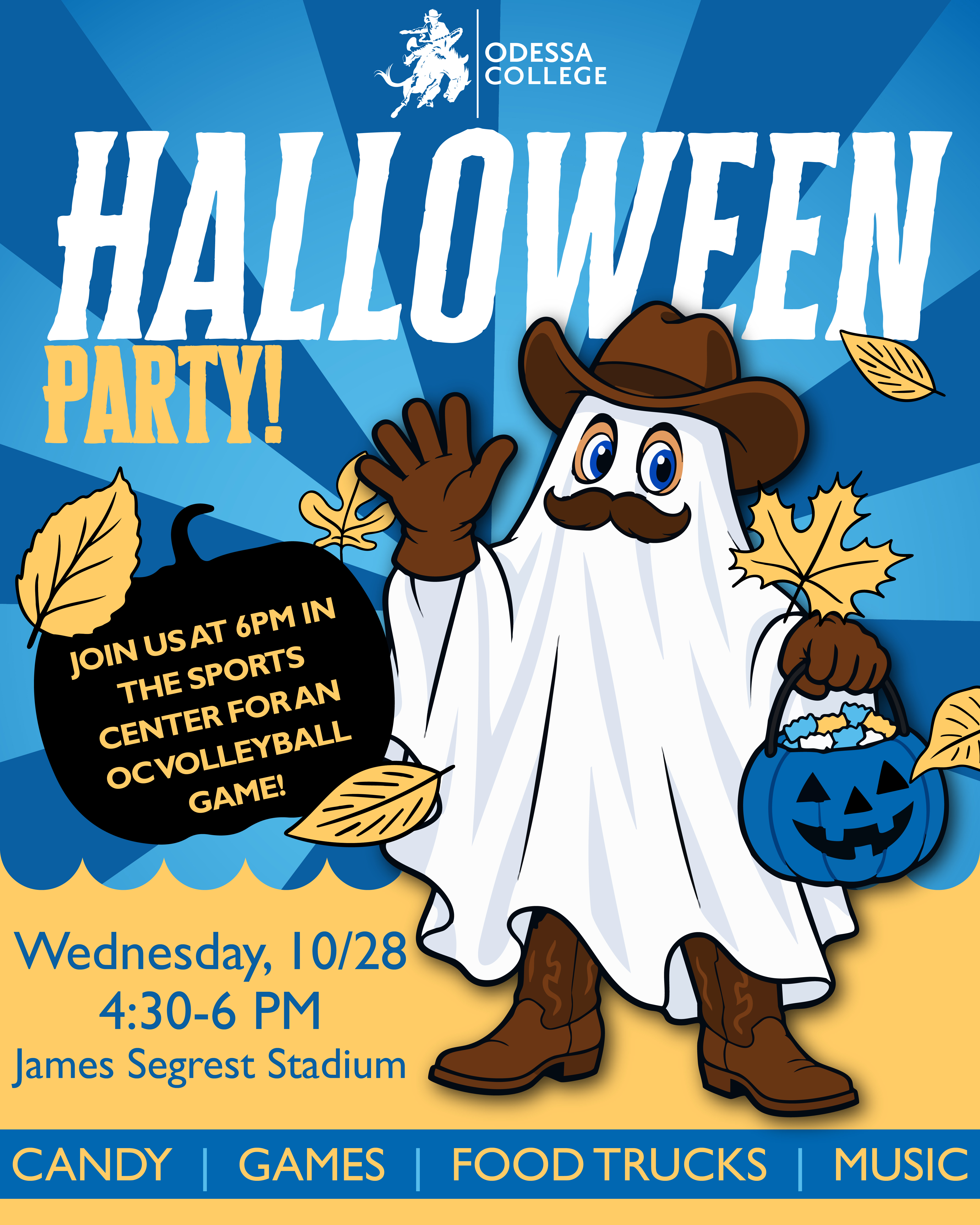 OC Halloween Party at Segrest Stadium info graphic