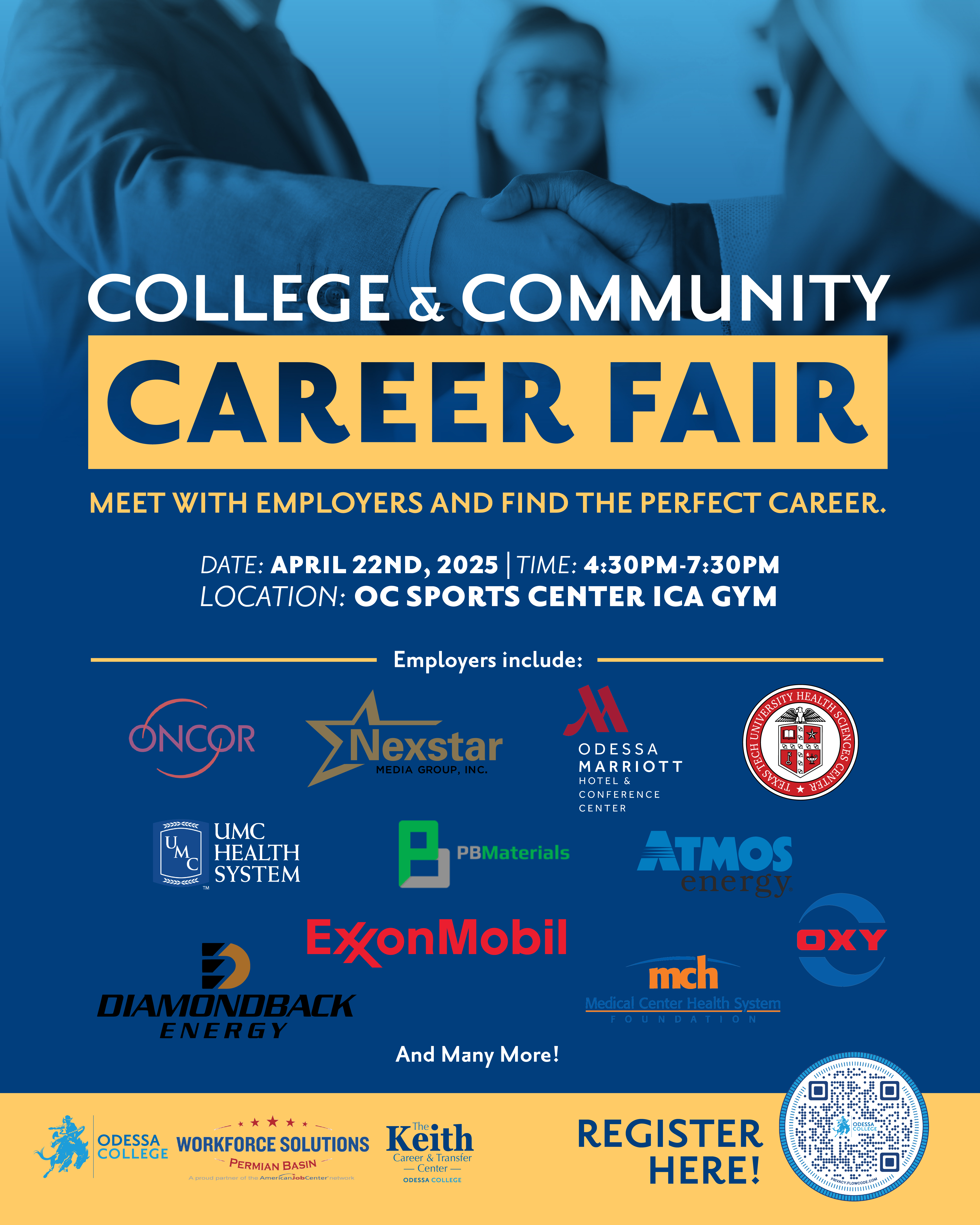 2025 Spring Career Fair graphic with information about event