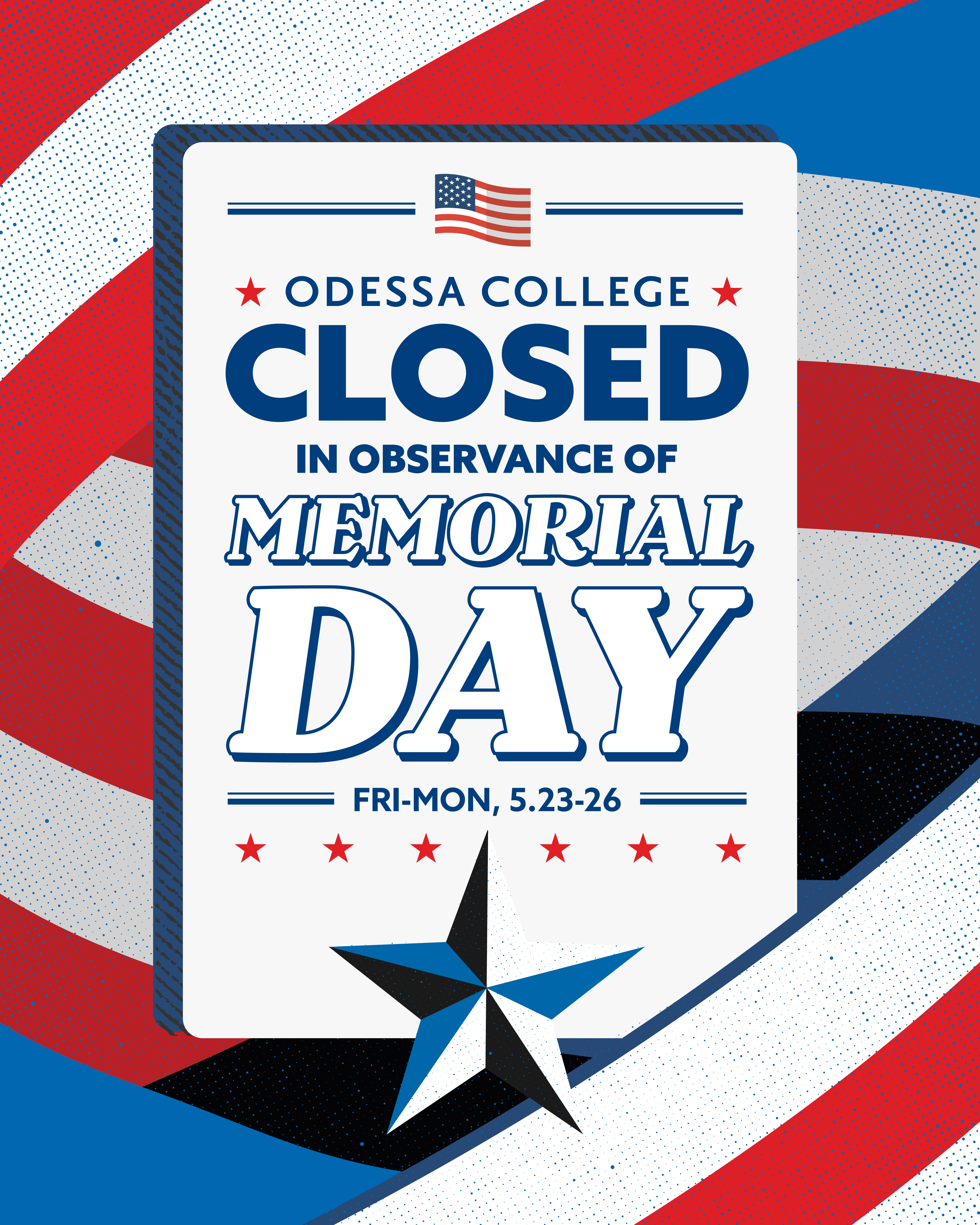 Memorial Day closure info graphic
