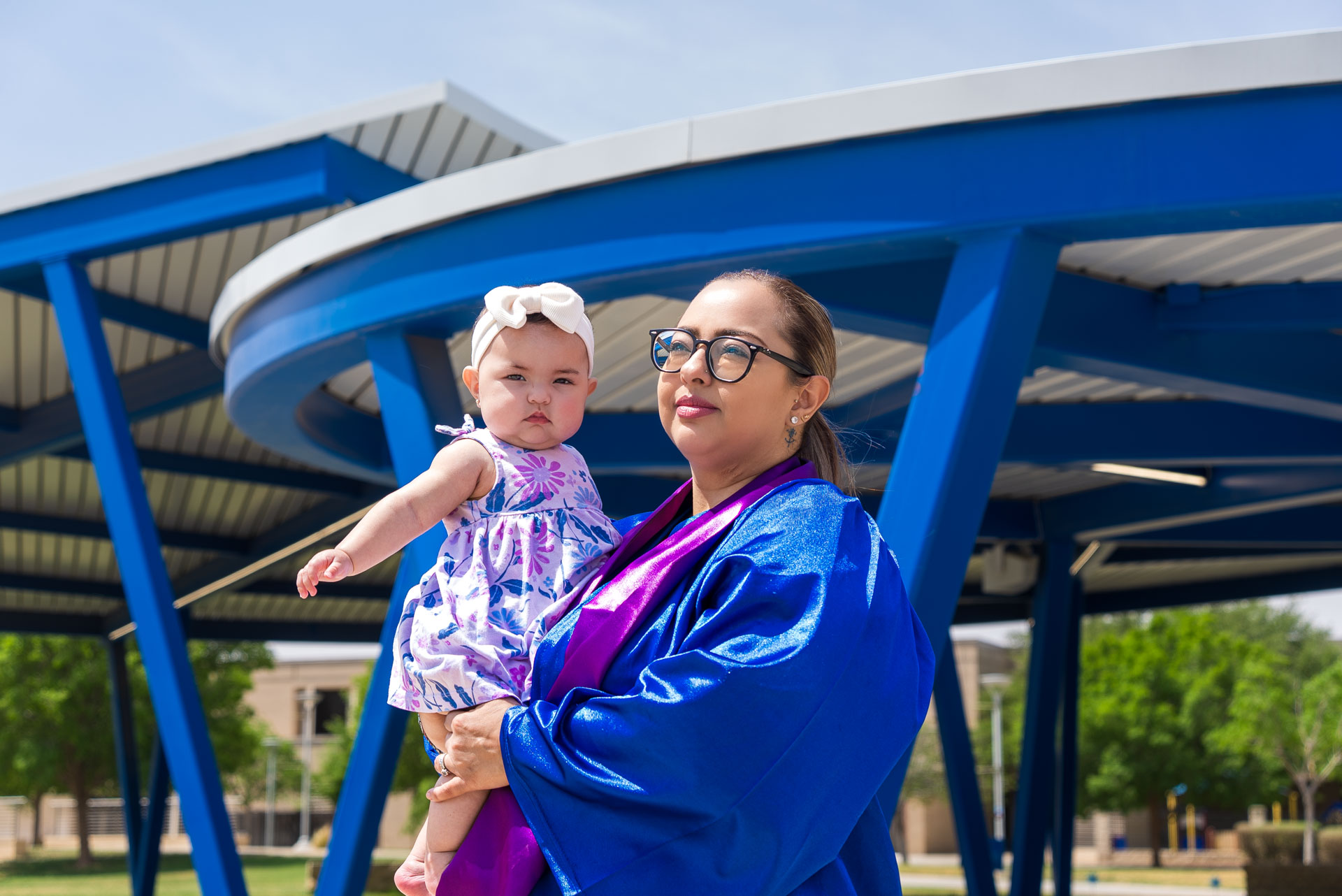 Carla Soria and her daughter at the amphitheater